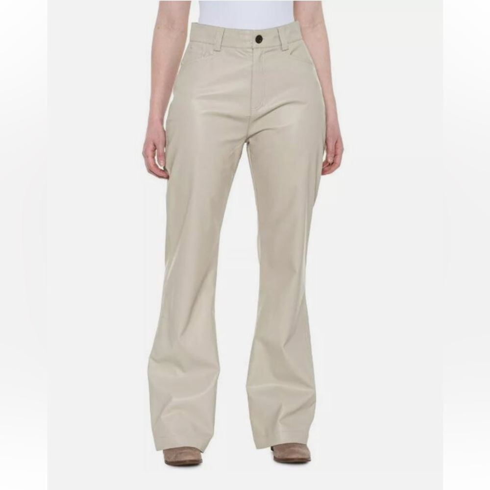 NWT Alp N Rock London Claren faux leather silver gray F Women's L flare Pants
